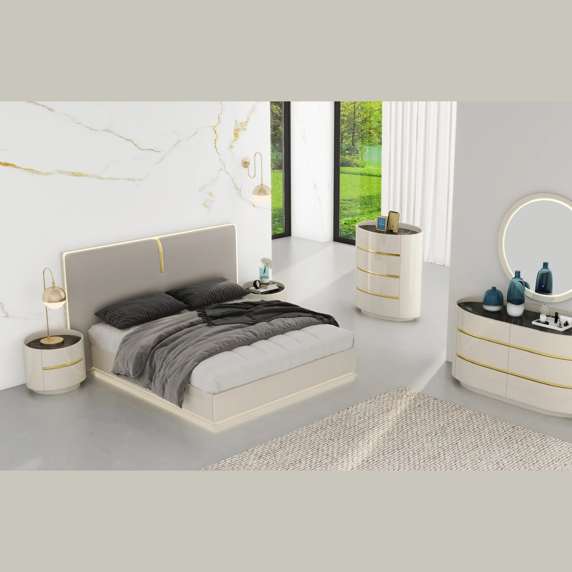 Zelie Glossy 6 Drawer Dresser - Image 4