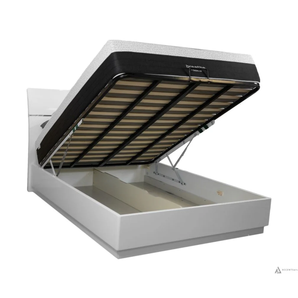 Zoe White Glossy King Storage Bed - Image 3